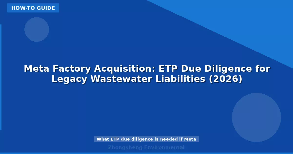 Meta Factory Acquisition: ETP Due Diligence for Legacy Wastewater Liabilities (2026)