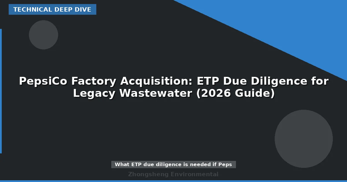 PepsiCo Factory Acquisition: ETP Due Diligence for Legacy Wastewater (2026 Guide)