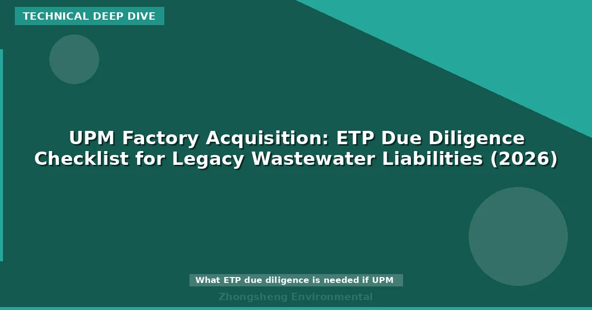 UPM Factory Acquisition: ETP Due Diligence Checklist for Legacy Wastewater Liabilities (2026)