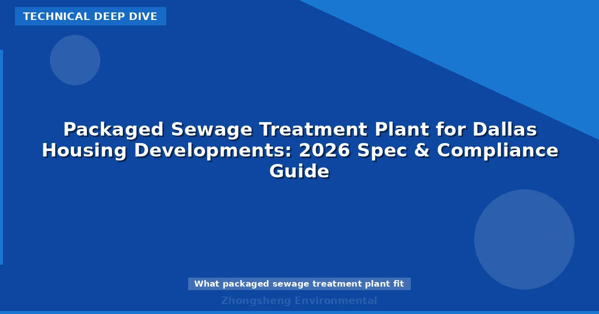 Packaged Sewage Treatment Plant for Dallas Housing Developments: 2026 Spec & Compliance Guide