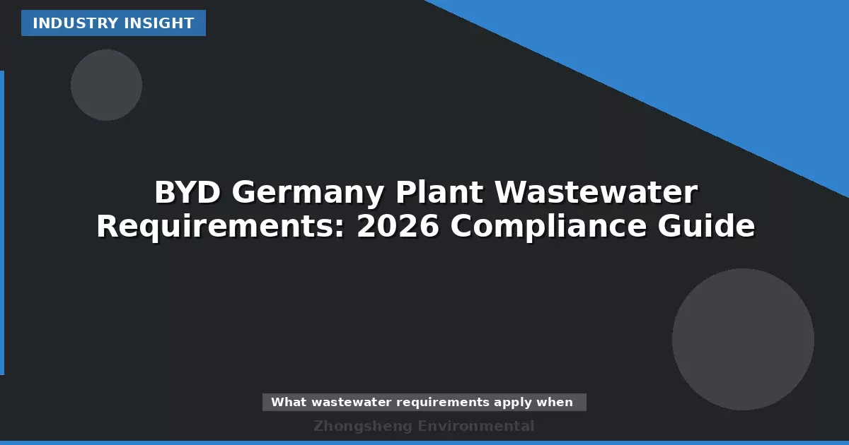 BYD Germany Plant Wastewater Requirements: 2026 Compliance Guide