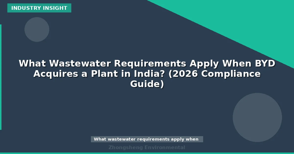What Wastewater Requirements Apply When BYD Acquires a Plant in India? (2026 Compliance Guide)