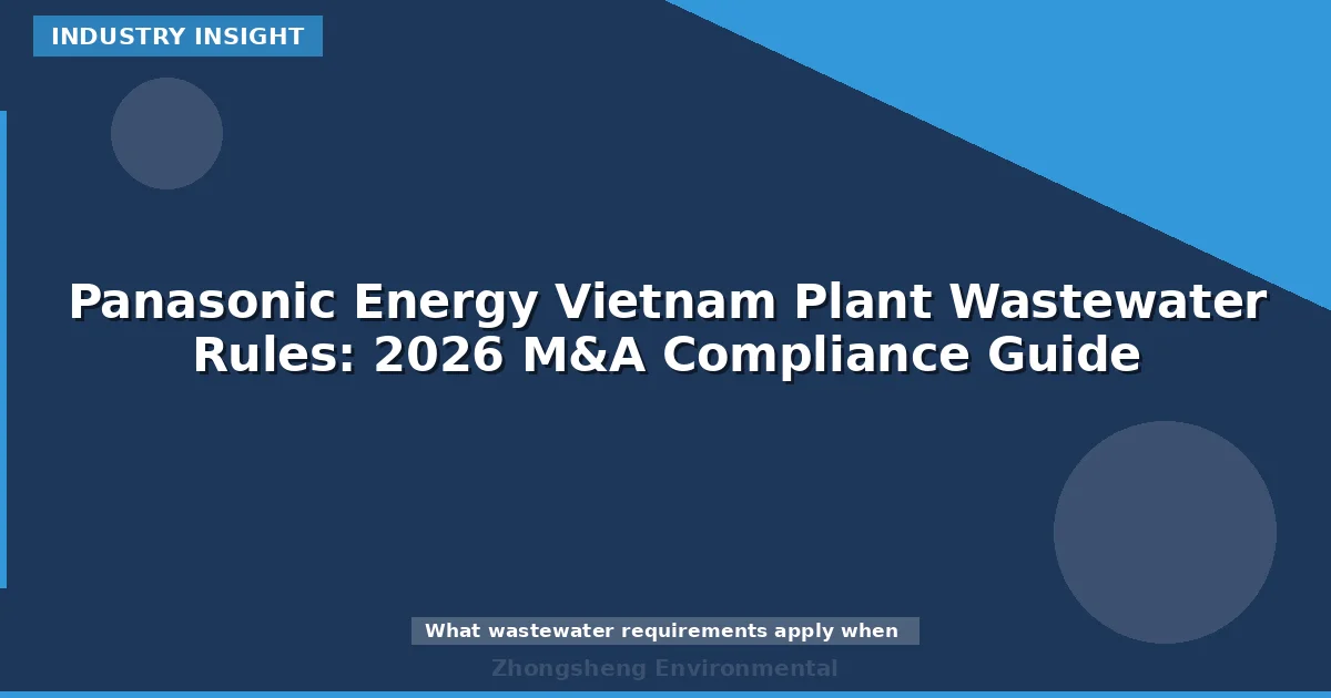 Panasonic Energy Vietnam Plant Wastewater Rules: 2026 M&A Compliance Guide