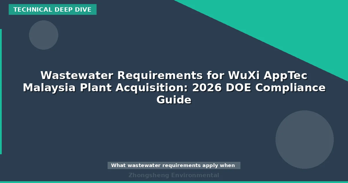 Wastewater Requirements for WuXi AppTec Malaysia Plant Acquisition: 2026 DOE Compliance Guide