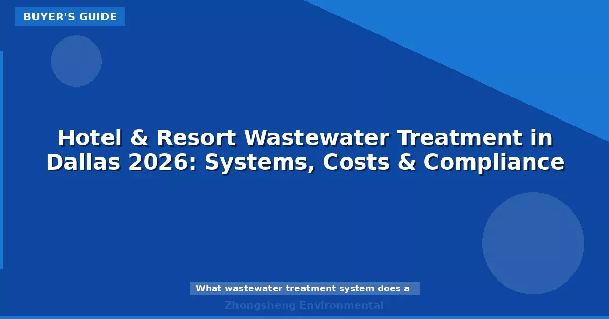 Hotel & Resort Wastewater Treatment in Dallas 2026: Systems, Costs & Compliance