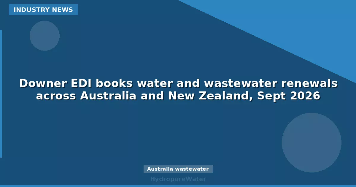 Downer EDI books water and wastewater renewals across Australia and New Zealand, Sept 2026