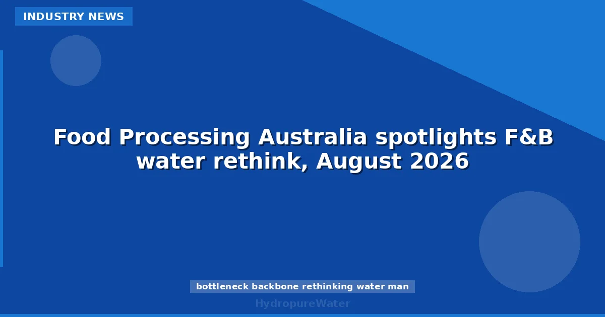 Food Processing Australia spotlights F&B water rethink, August 2026