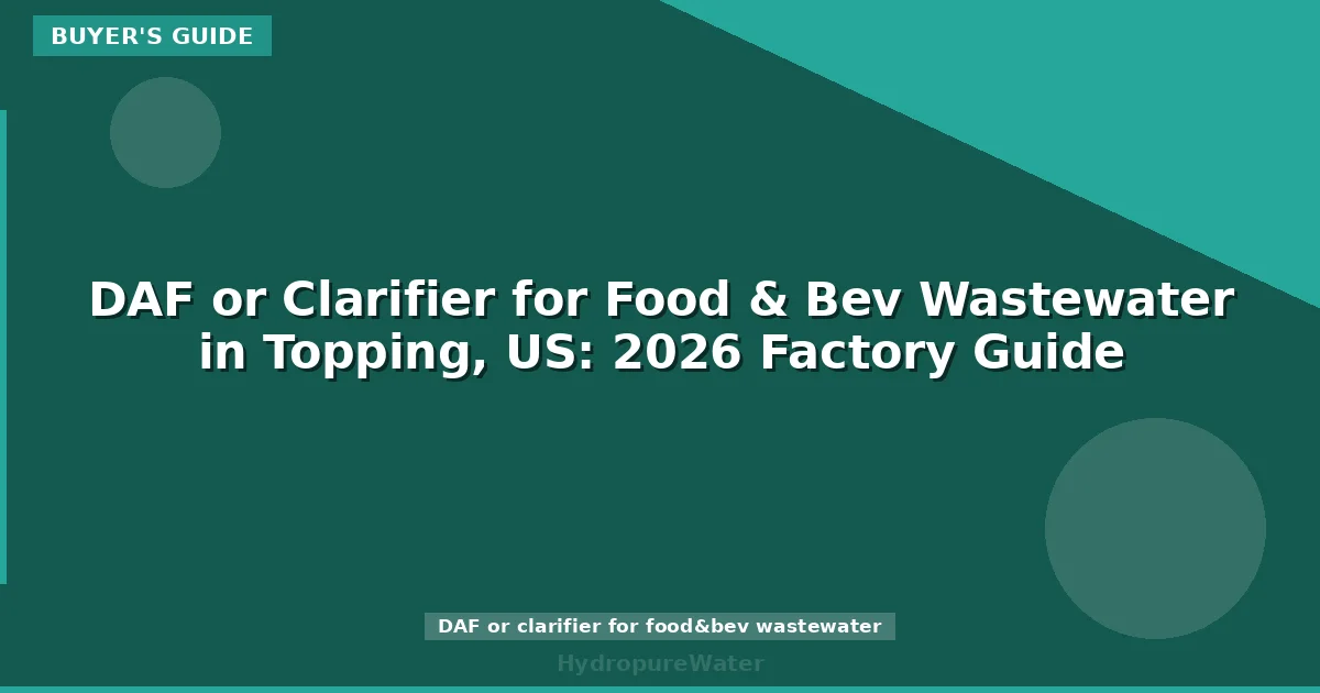 DAF or Clarifier for Food & Bev Wastewater in Topping, US: 2026 Factory Guide