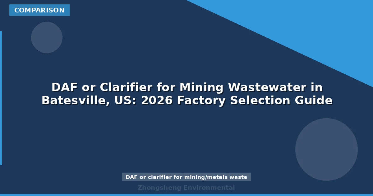 DAF or Clarifier for Mining Wastewater in Batesville, US: 2026 Factory Selection Guide
