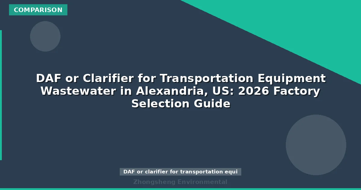 DAF or Clarifier for Transportation Equipment Wastewater in Alexandria, US: 2026 Factory Selection Guide