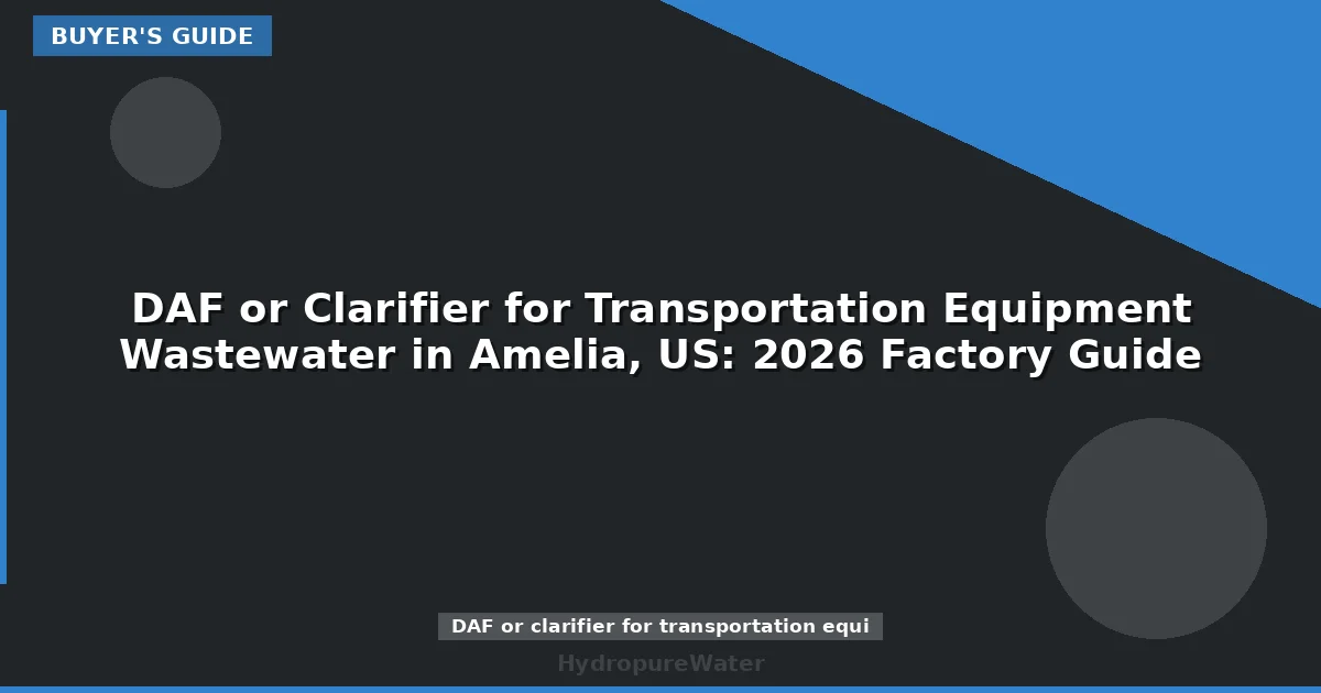 DAF or Clarifier for Transportation Equipment Wastewater in Amelia, US: 2026 Factory Guide
