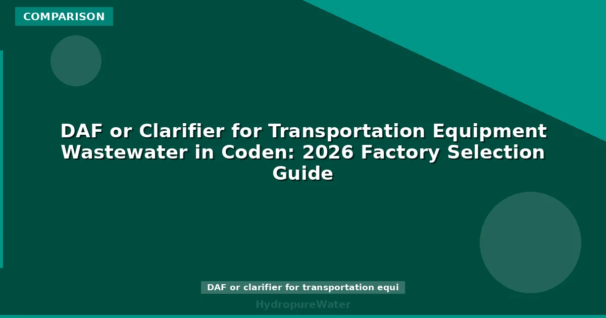 DAF or Clarifier for Transportation Equipment Wastewater in Coden: 2026 Factory Selection Guide