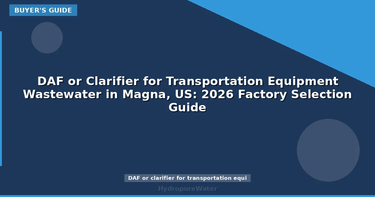 DAF or Clarifier for Transportation Equipment Wastewater in Magna, US: 2026 Factory Selection Guide