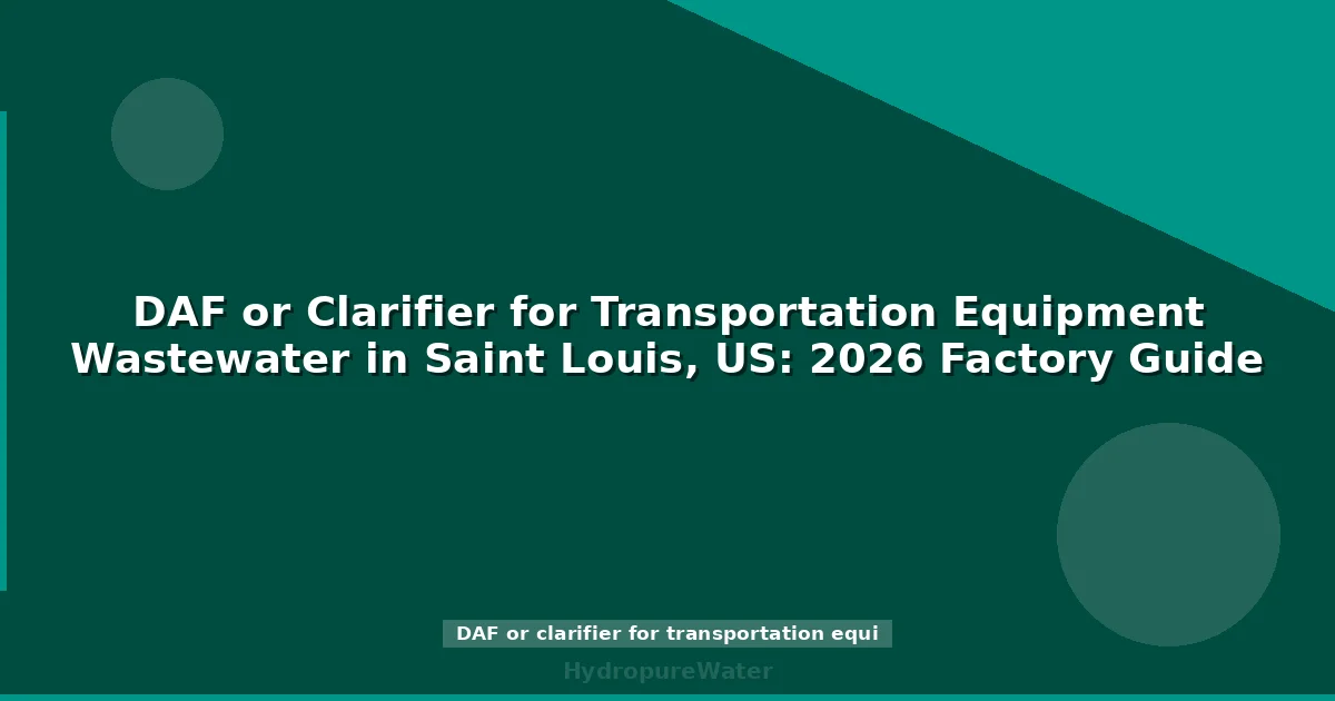 DAF or Clarifier for Transportation Equipment Wastewater in Saint Louis, US: 2026 Factory Guide