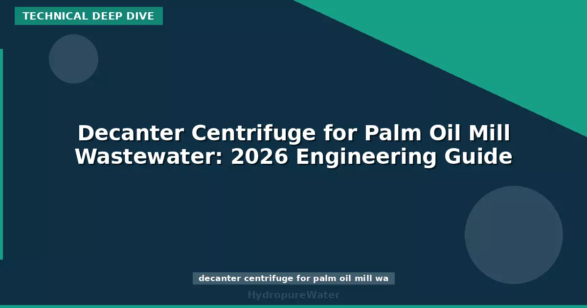 Decanter Centrifuge for Palm Oil Mill Wastewater: 2026 Engineering Guide