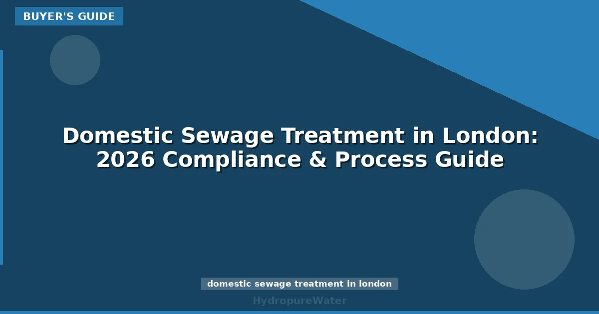 Domestic Sewage Treatment in London: 2026 Compliance & Process Guide