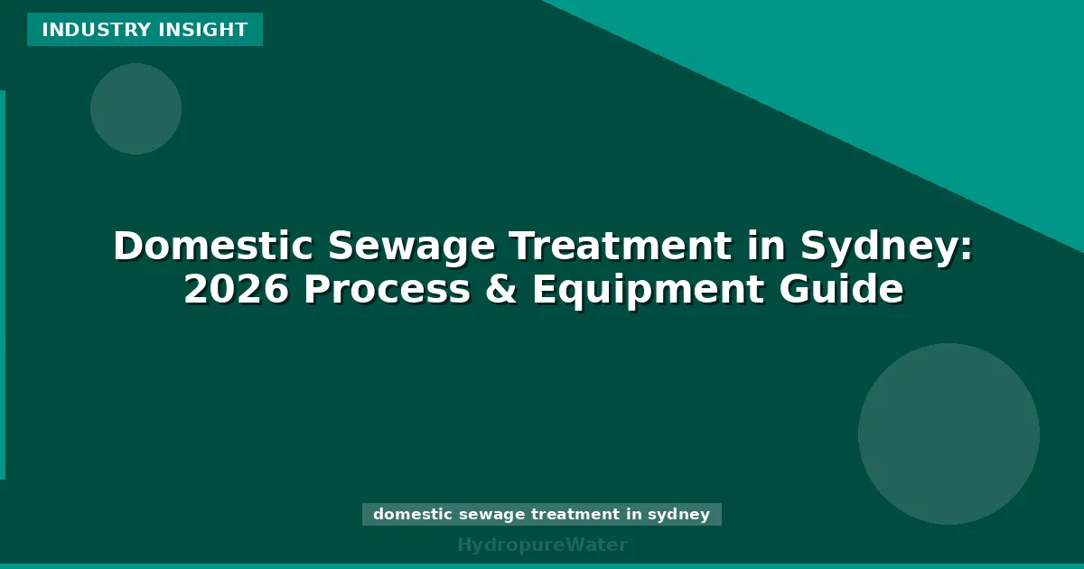 Domestic Sewage Treatment in Sydney: 2026 Process & Equipment Guide