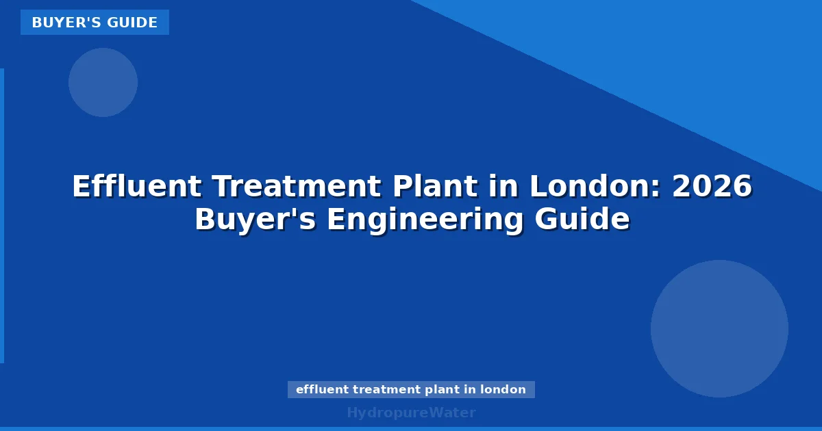 Effluent Treatment Plant in London: 2026 Buyer's Engineering Guide
