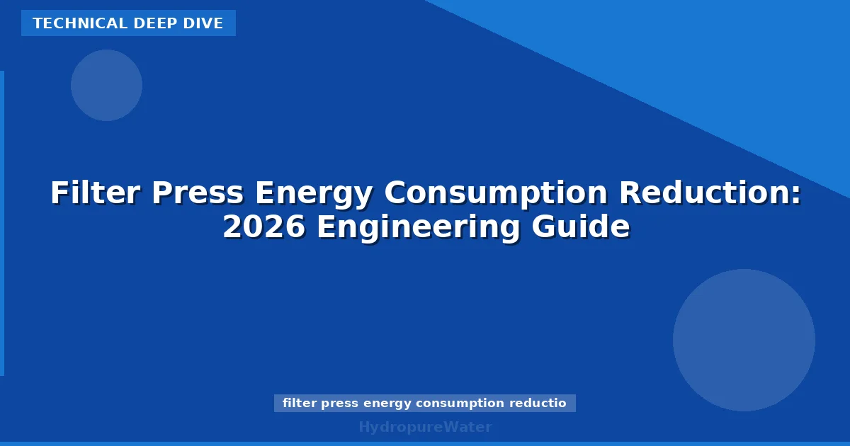 Filter Press Energy Consumption Reduction: 2026 Engineering Guide