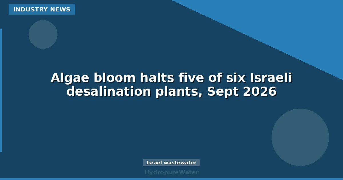 Une prolifération d'algues met à l'arrêt cinq des six usines de dessalement israéliennes, septembre 2026