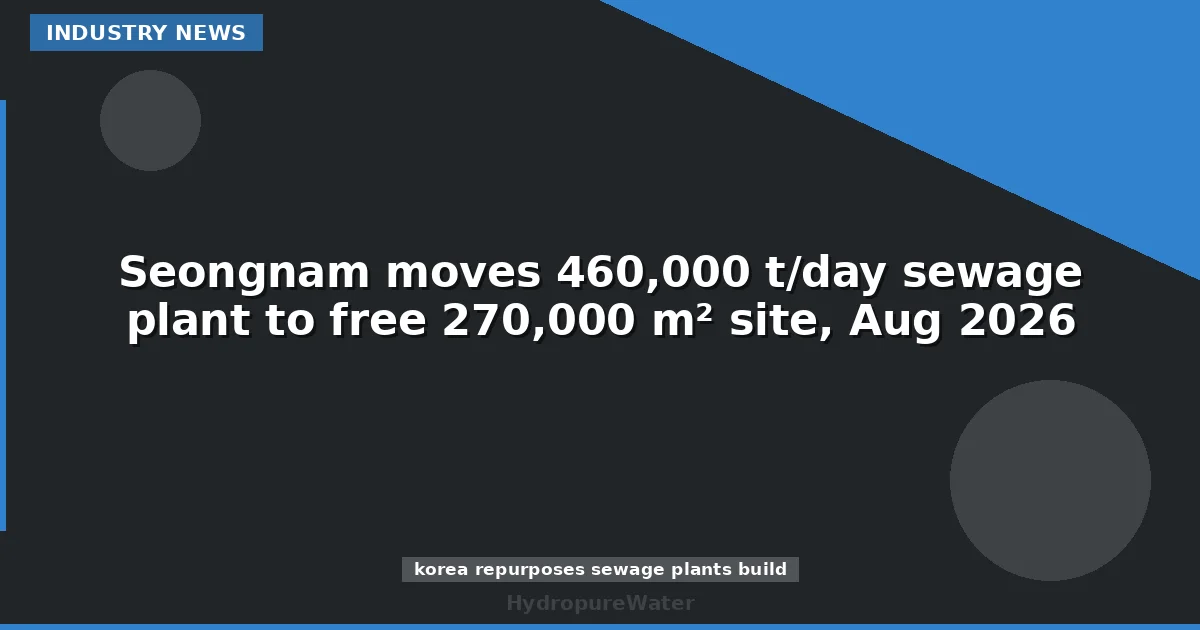 مدينة سونغنام تنقل محطة معالجة صرف صحي بطاقة 460,000 طن/يوم لتحرير موقع بمساحة 270,000 m²، أغسطس 2026
