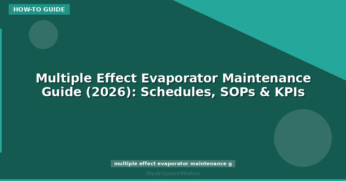 Multiple Effect Evaporator Maintenance Guide (2026): Schedules, SOPs & KPIs