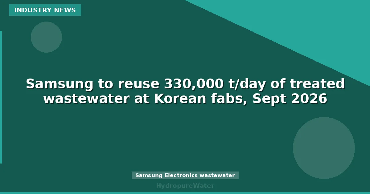 Samsung to reuse 330,000 t/day of treated wastewater at Korean fabs, Sept 2026