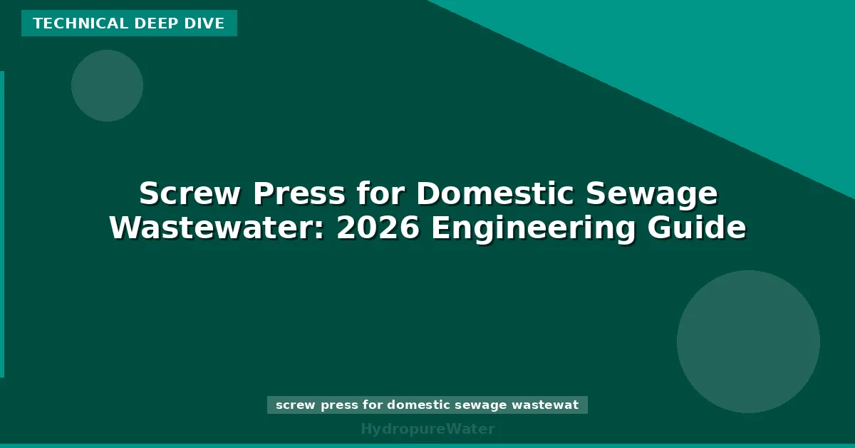 Screw Press for Domestic Sewage Wastewater: 2026 Engineering Guide