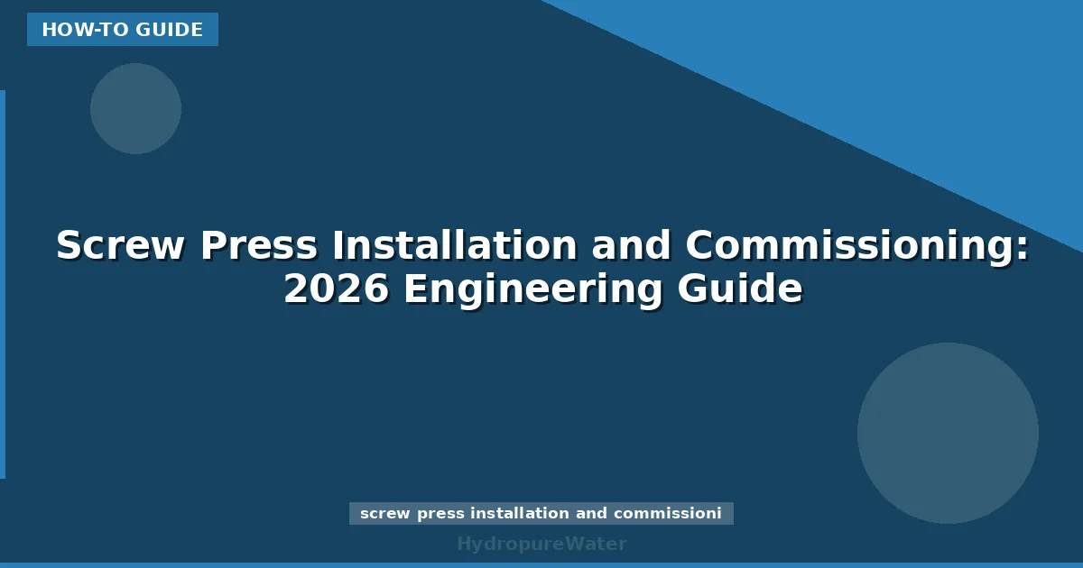 Screw Press Installation and Commissioning: 2026 Engineering Guide