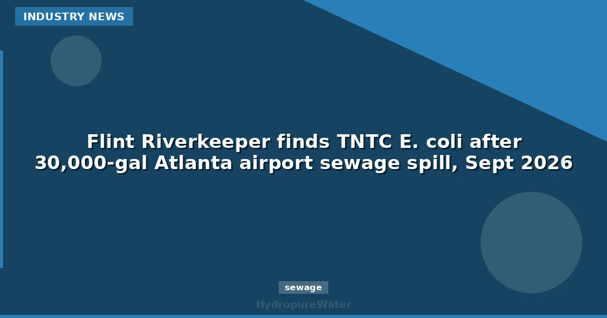 Flint Riverkeeper finds TNTC E. coli after 30,000-gal Atlanta airport sewage spill, Sept 2026