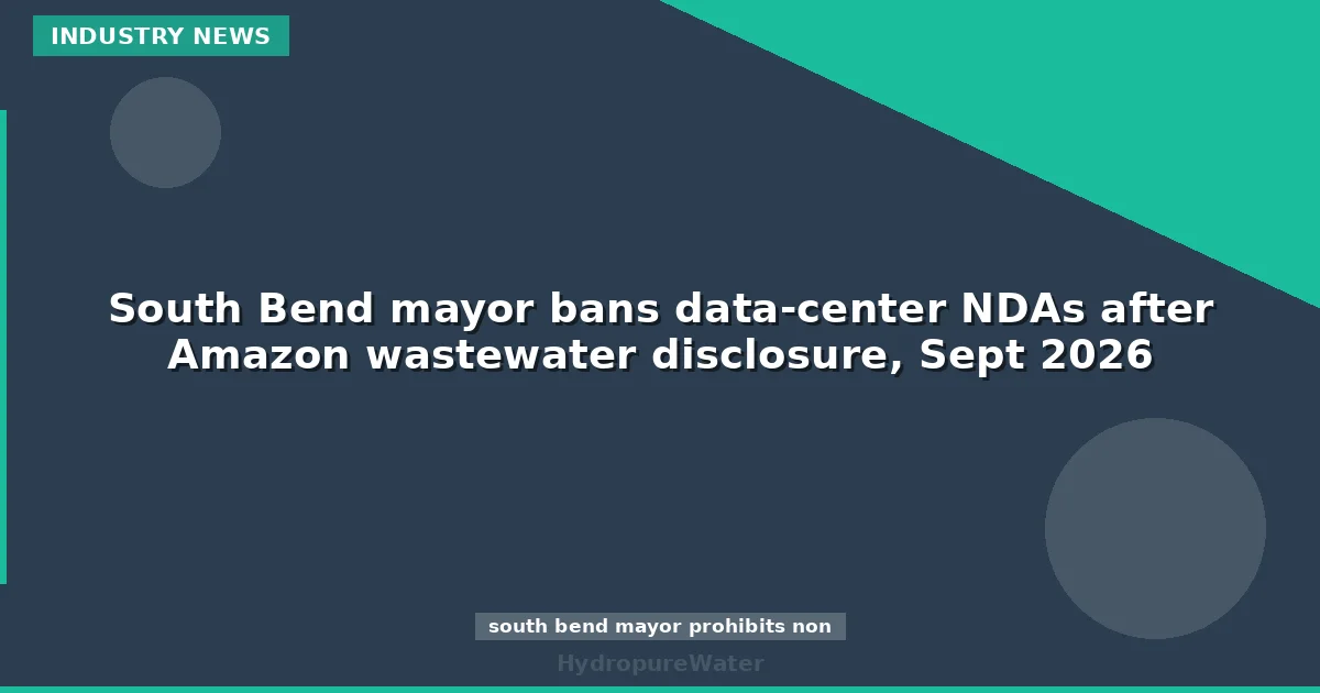 South Bend mayor bans data-center NDAs after Amazon wastewater disclosure, Sept 2026