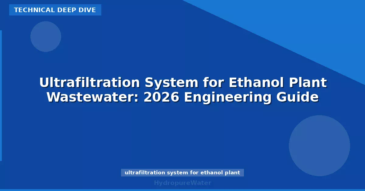 Ultrafiltration System for Ethanol Plant Wastewater: 2026 Engineering Guide