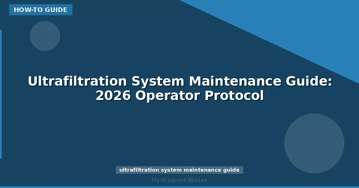 Ultrafiltration System Maintenance Guide: 2026 Operator Protocol