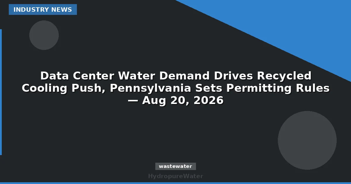 La demande en eau des centres de données accélère le refroidissement par eau recyclée, la Pennsylvanie fixe les règles d'autorisation — 20 août 2026