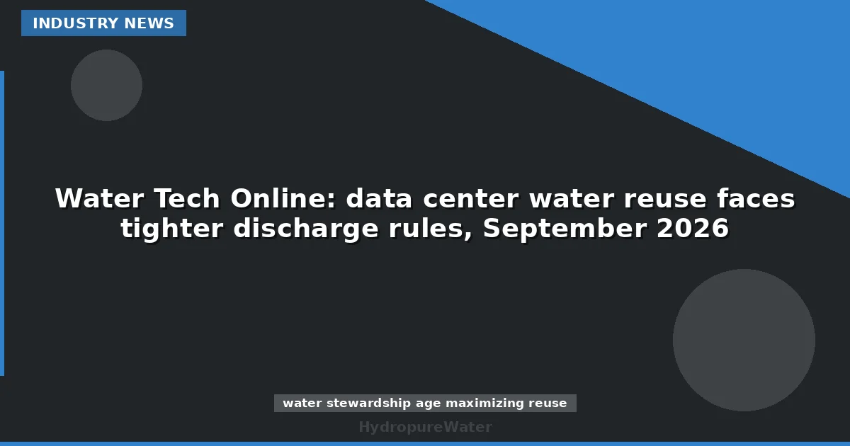 Water Tech Online: data center water reuse faces tighter discharge rules, September 2026