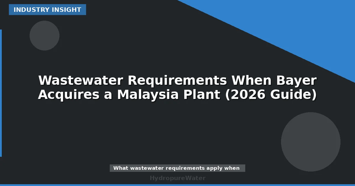 Wastewater Requirements When Bayer Acquires a Malaysia Plant (2026 Guide)