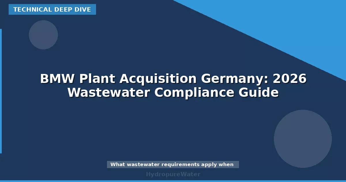 BMW Plant Acquisition Germany: 2026 Wastewater Compliance Guide