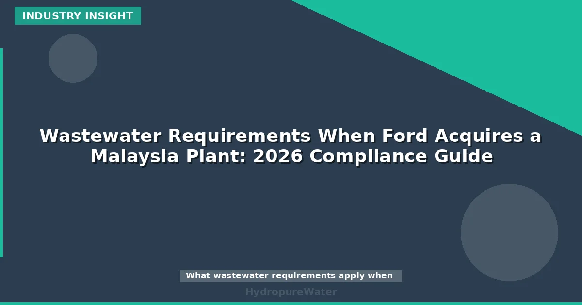 Wastewater Requirements When Ford Acquires a Malaysia Plant: 2026 Compliance Guide