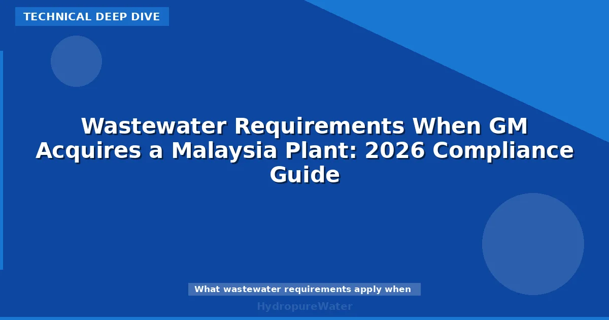 Wastewater Requirements When GM Acquires a Malaysia Plant: 2026 Compliance Guide