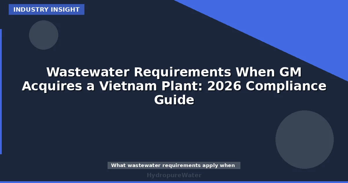 Wastewater Requirements When GM Acquires a Vietnam Plant: 2026 Compliance Guide
