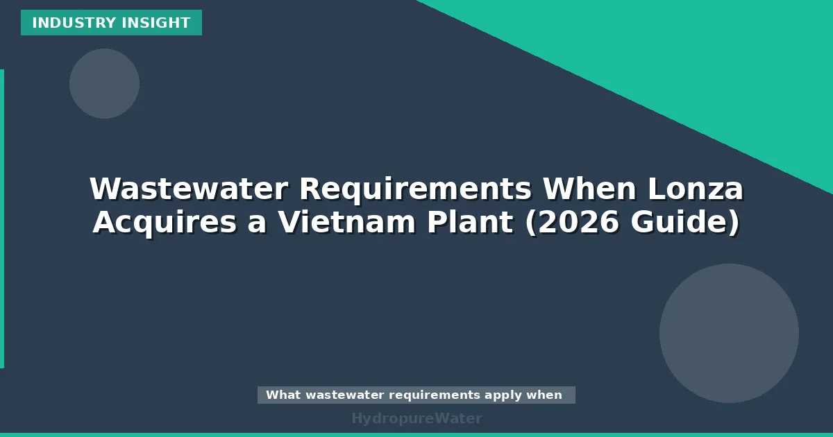 Exigences en matière d'eaux usées lors de l'acquisition d'une usine vietnamienne par Lonza (guide 2026)