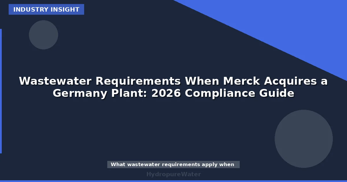 Wastewater Requirements When Merck Acquires a Germany Plant: 2026 Compliance Guide