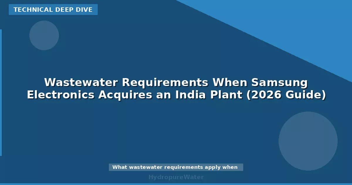 Wastewater Requirements When Samsung Electronics Acquires an India Plant (2026 Guide)