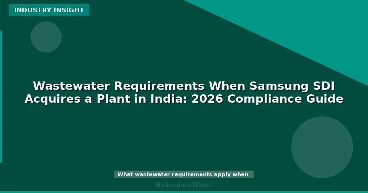 Wastewater Requirements When Samsung SDI Acquires a Plant in India: 2026 Compliance Guide