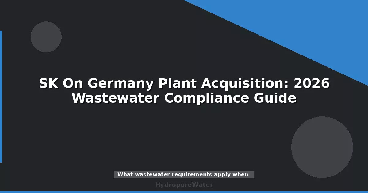 SK On Germany Plant Acquisition: 2026 Wastewater Compliance Guide