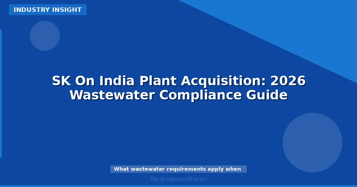 SK On India Plant Acquisition: 2026 Wastewater Compliance Guide