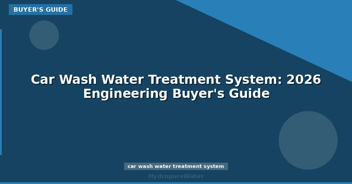 Car Wash Water Treatment System: 2026 Engineering Buyer's Guide