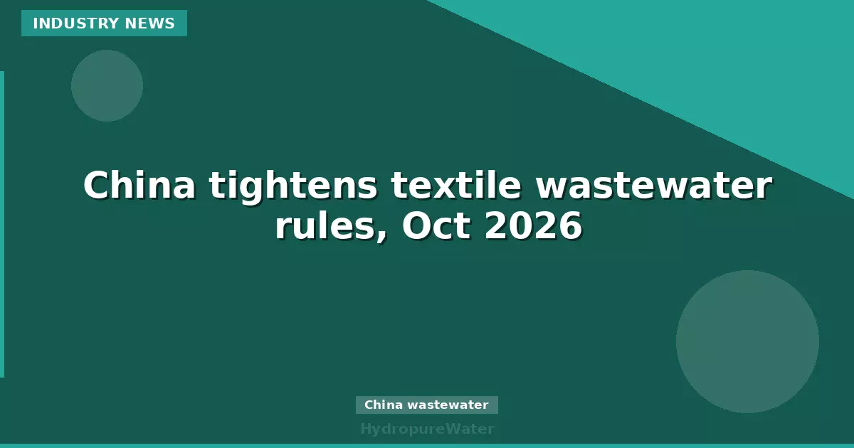 China tightens textile wastewater rules, Oct 2026