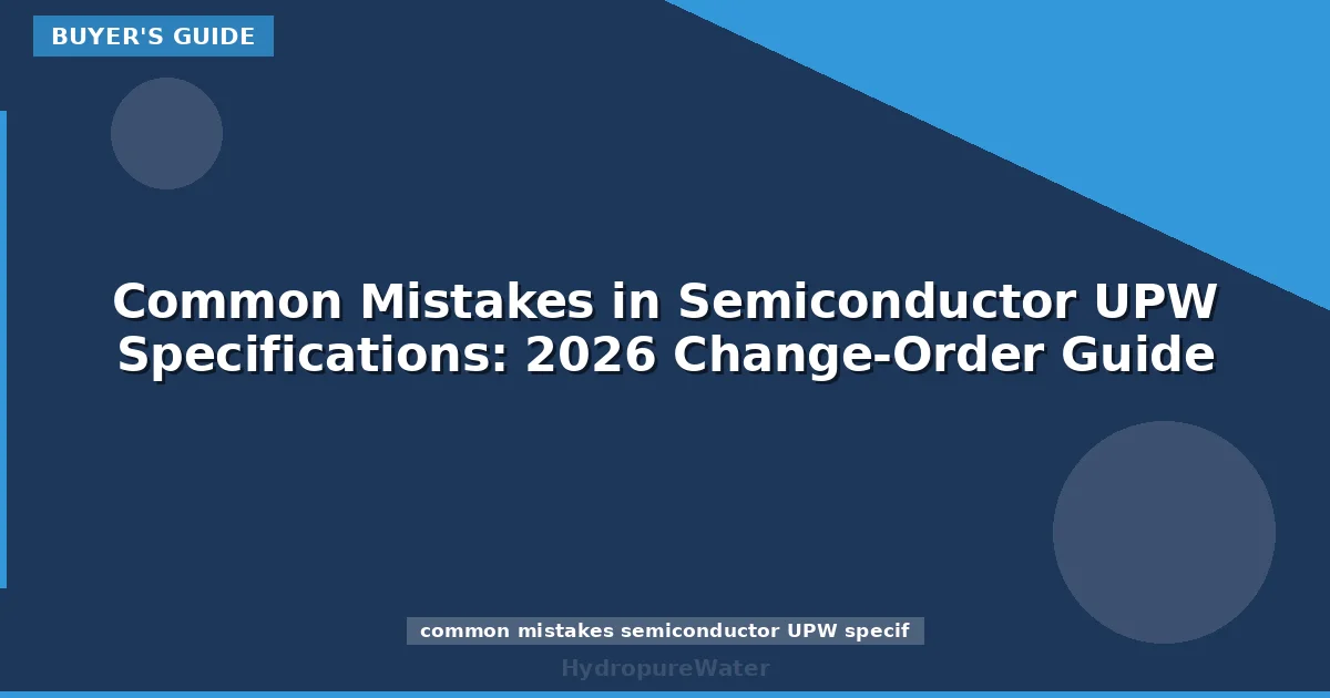 Common Mistakes in Semiconductor UPW Specifications: 2026 Change-Order Guide
