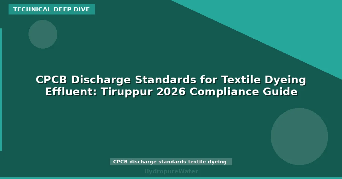 CPCB Discharge Standards for Textile Dyeing Effluent: Tiruppur 2026 Compliance Guide